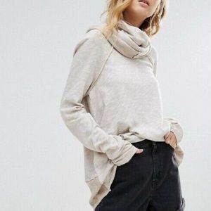 Free People FP BEACH Oatmeal Oversized Funnel Neck Cocoon Pullover ONE SIZE